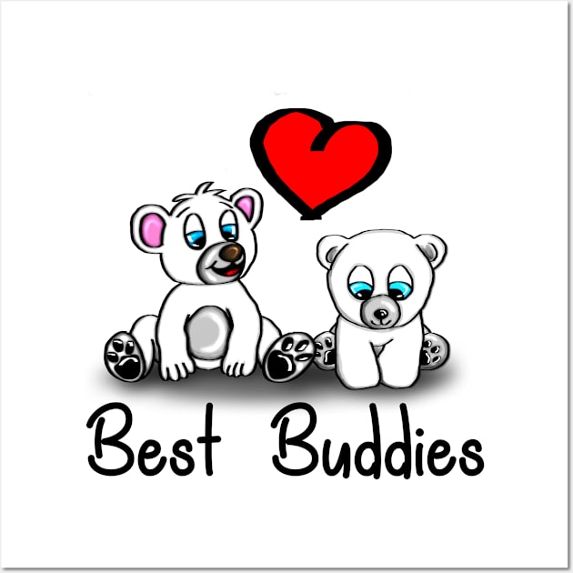 Cute Baby Icebear with heart - best buddies - light background Wall Art by emyzingdesignz